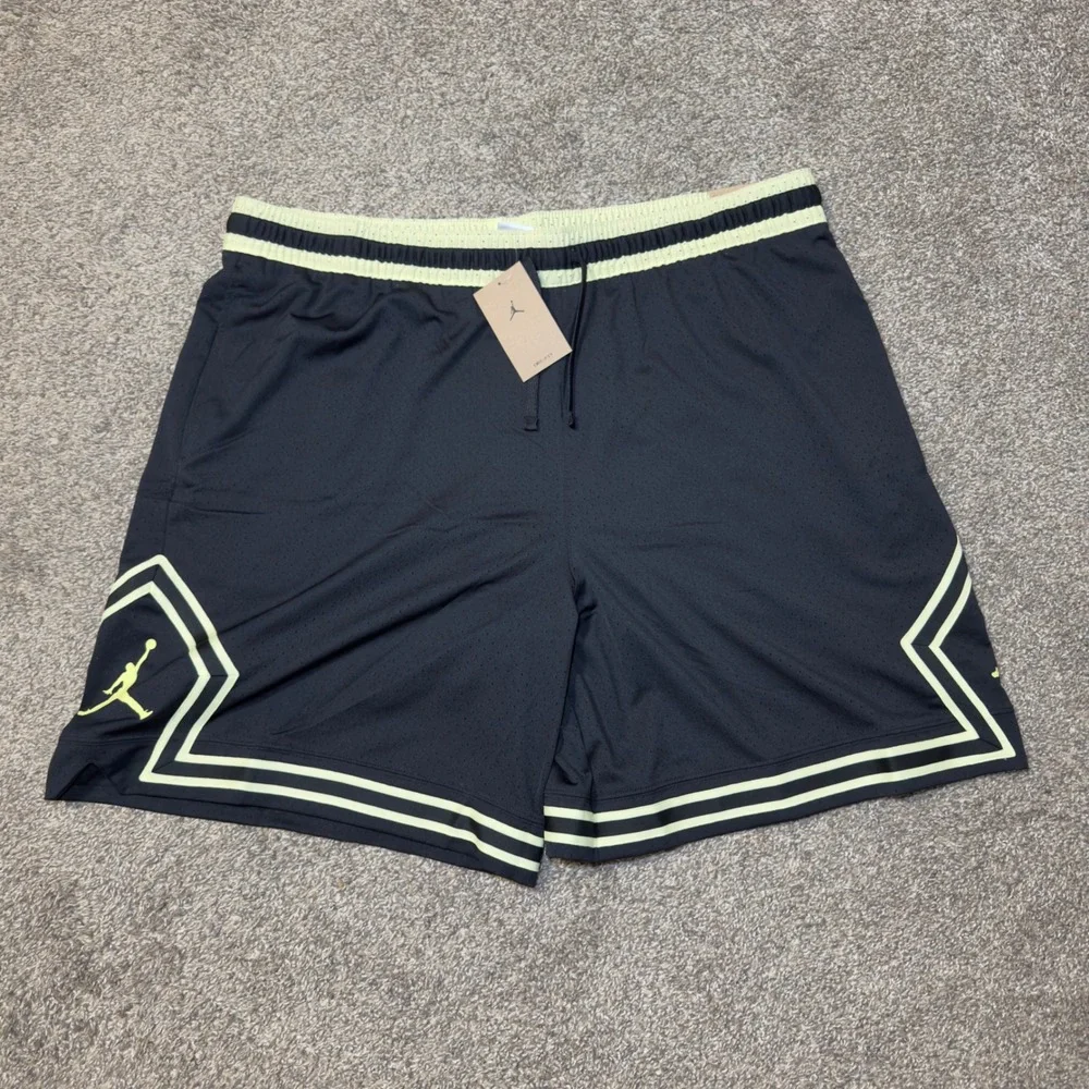 NWT Jordan Mens Dri-FIT Diamond Basketball Shorts Black Lime Glow IF5832-010 3XL